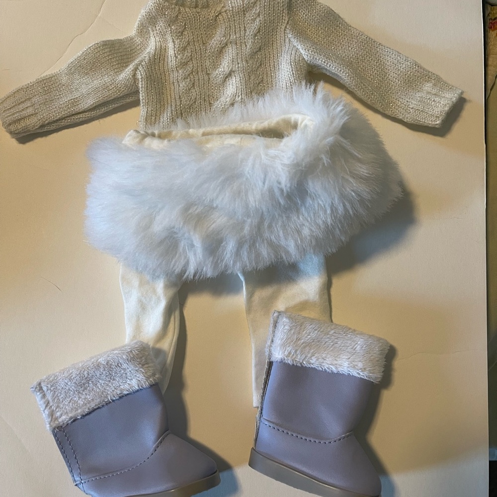 American Girl white winter snow outfit for 18” dolls